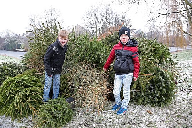 Woerdense kinderen verzamelen weer kerstbomen