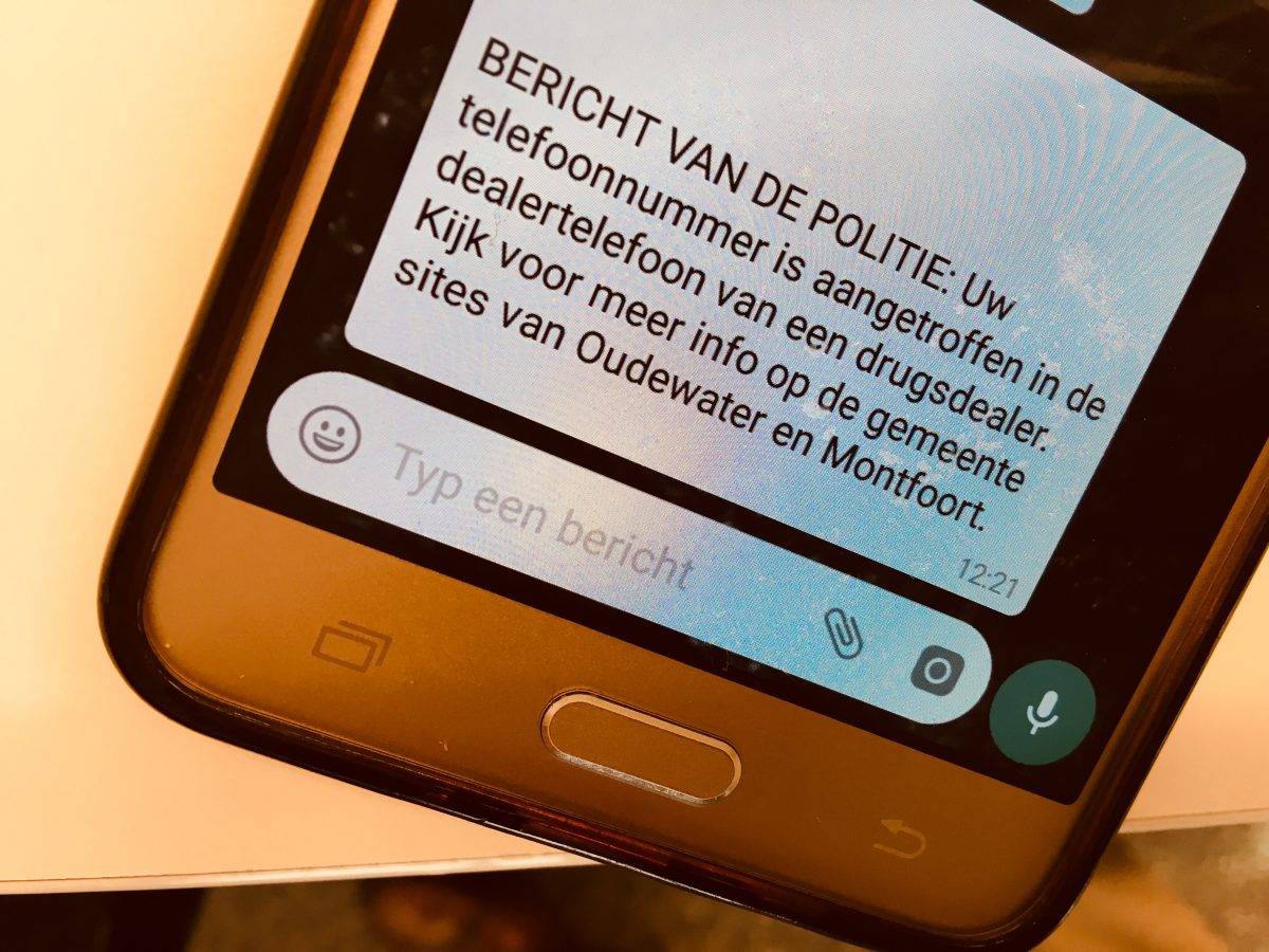 Politie sms’t drugsgebruikers in Oudewater en Montfoort